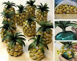Konfetli ananas: bosqichma-bosqich fotosuratlar bilan master-klass Konfetli ananas uchun barg shabloni