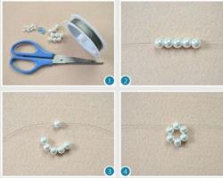 Three snowflakes made of beads with your own hands How to make a snowflake from wire and beads